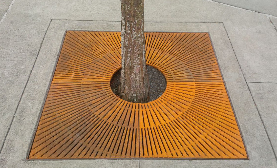 CORONA 4’ x 4’ Heel Proof Tree Grate - Iron Age