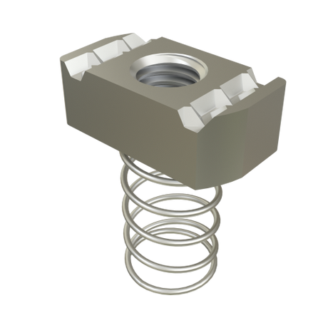 Metal spring clip with a hexagonal head on a white background